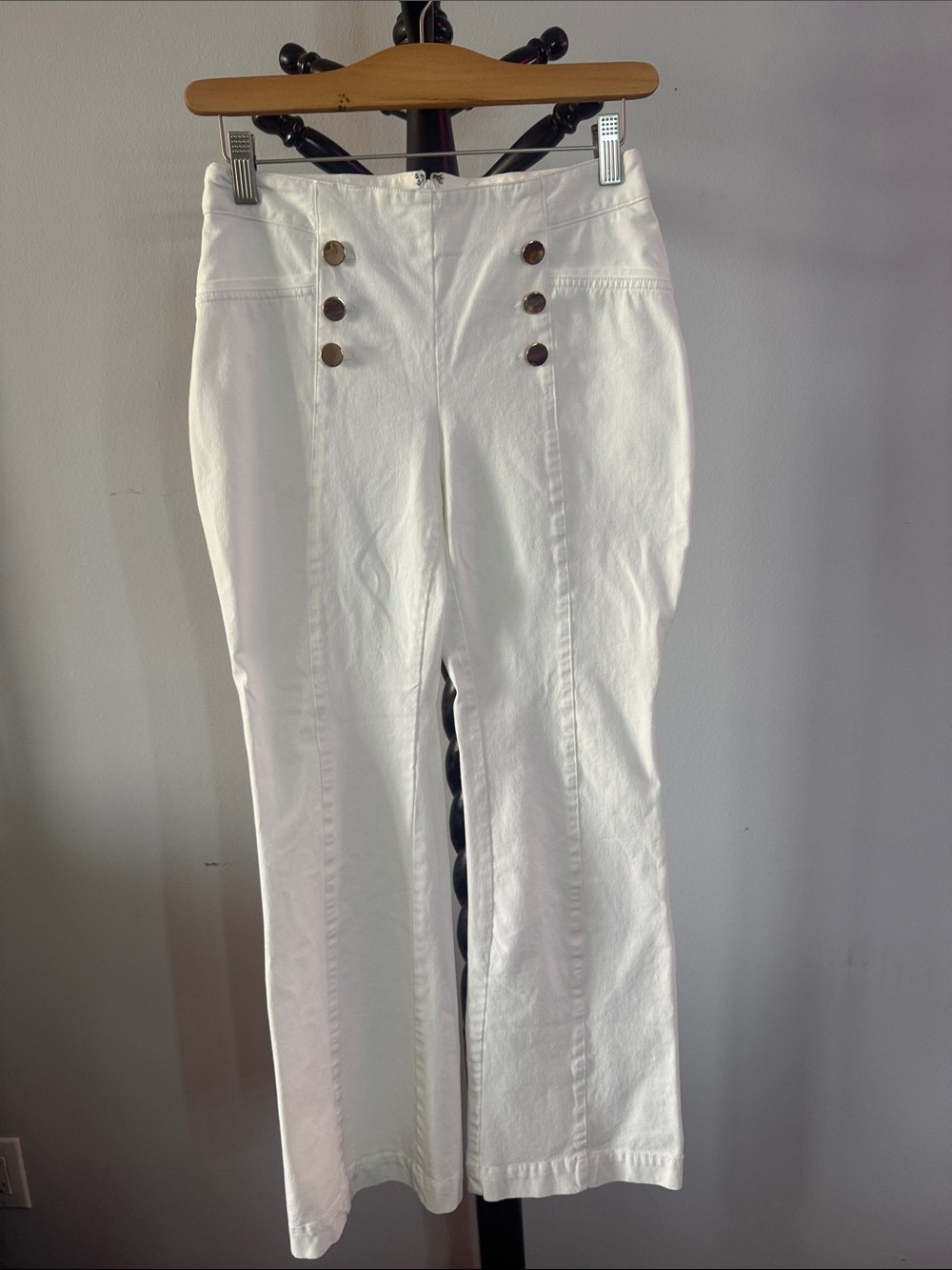 Classic High-Waist White Sailor Pants 7.1T